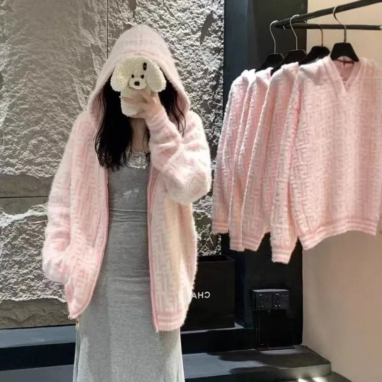 『フリーサイズ』おすすめ おしゃれ 定番 可愛い フード付き 合わせやすい ディリー ニット カーディガン