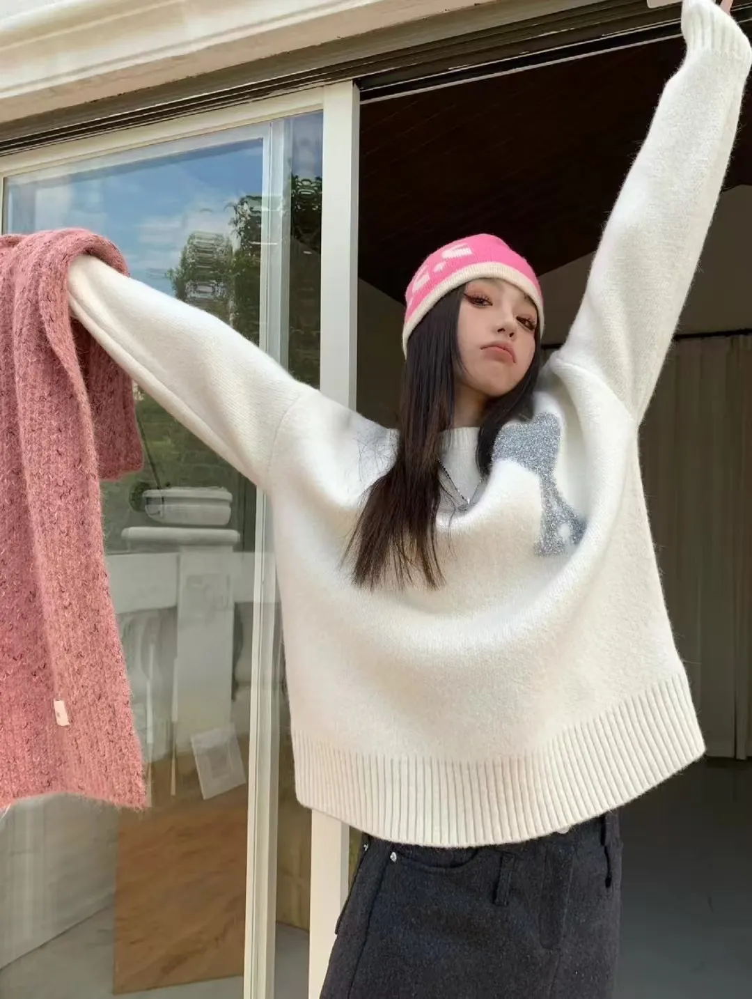 大注目！定番 シンプル 合わせやすい ルーズ ラウンドネック 着心地良い ニット セーター