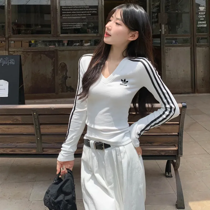 『S-XL』気質いい スポーティ クルーネック リブ編み スリーブバッジ 長袖Tシャツ