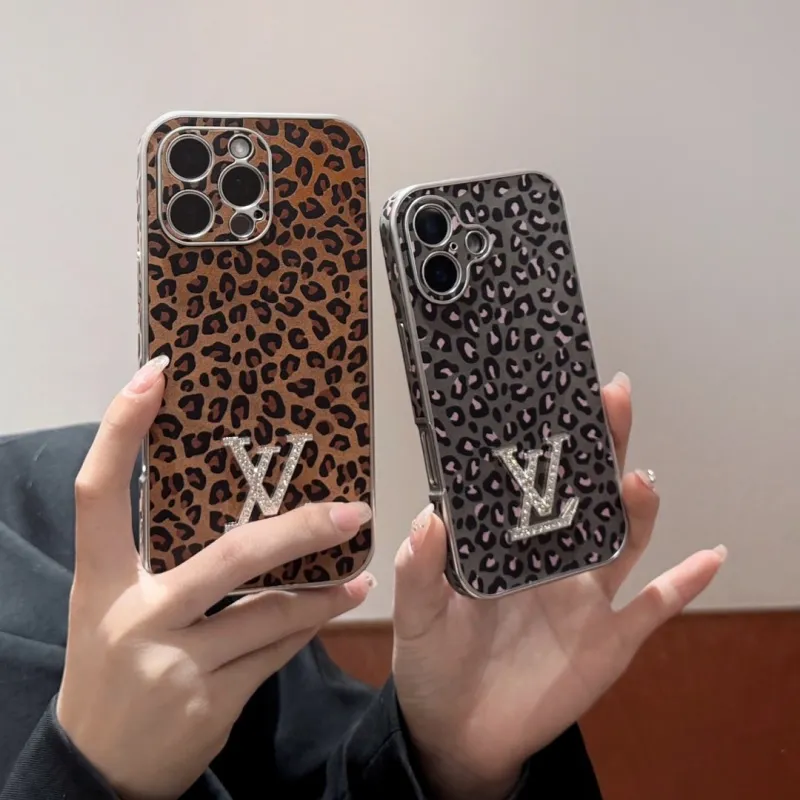 トレンド 個性的 繊細ヒョウ柄メッキ全周面取り精密穴位置 滑り止め スマホケース