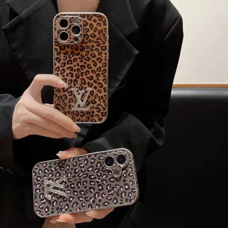 トレンド 個性的 繊細ヒョウ柄メッキ全周面取り精密穴位置 滑り止め スマホケース