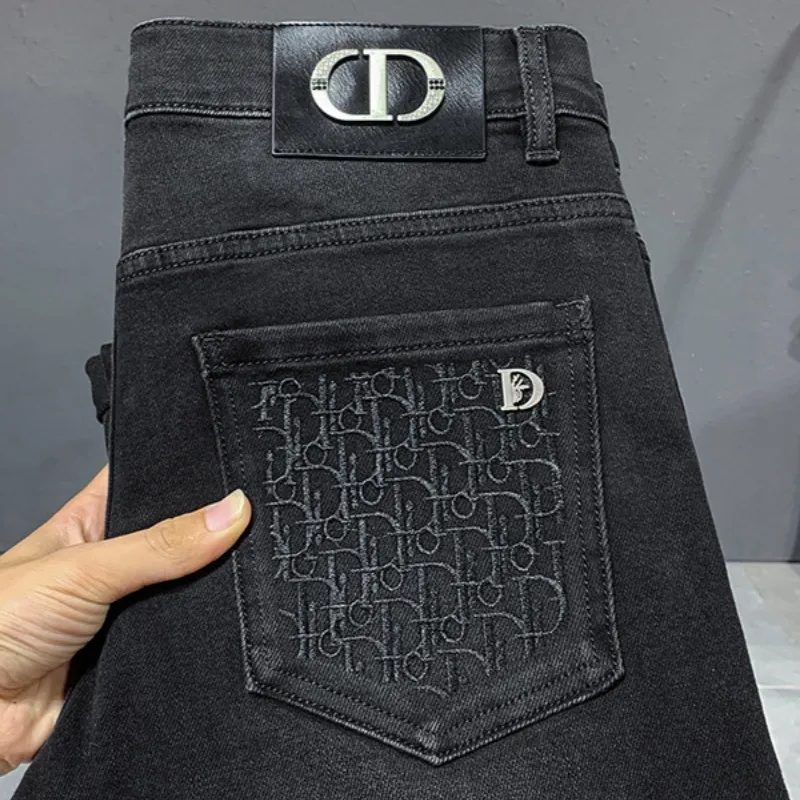 『XS-3XL』高品質 春秋 伸縮性 エンボス加工 ウォッシュ加工 メンズデニムパンツ