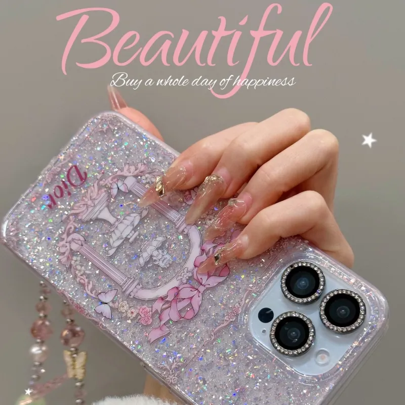 売れ筋 トレンド 繊細 高品質 華やか スウィートガーリッシュ スマホチェーン付きスマホケース