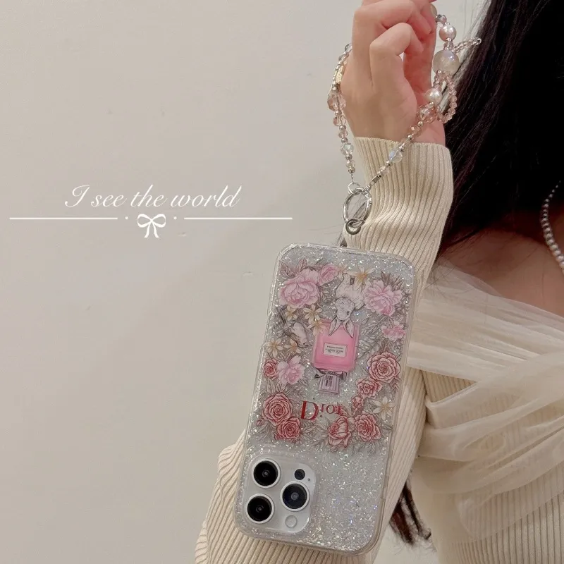 売れ筋 トレンド 繊細 高品質 華やか スウィートガーリッシュ スマホチェーン付きスマホケース
