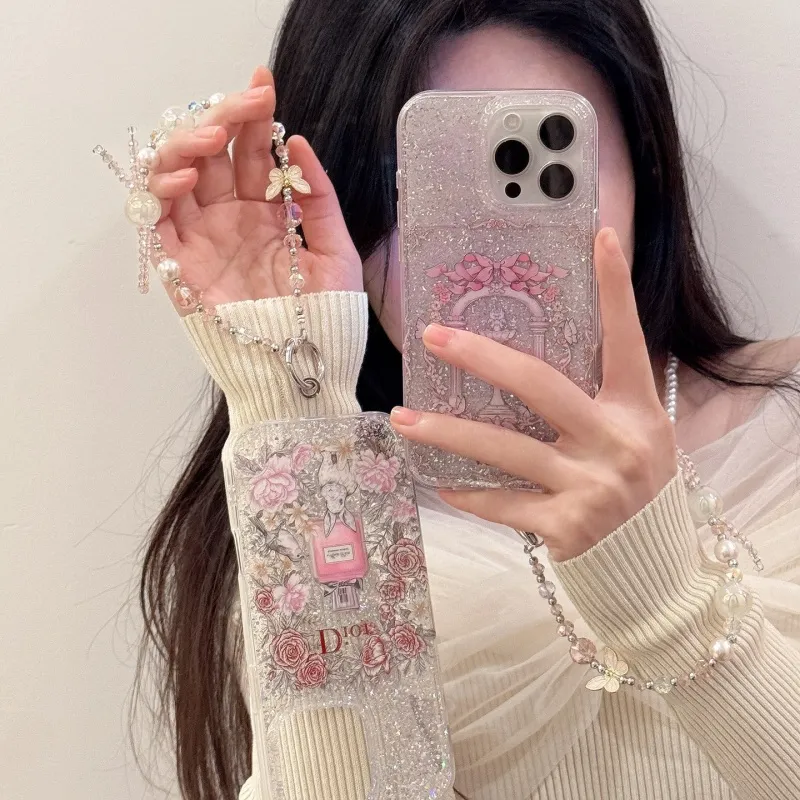 売れ筋 トレンド 繊細 高品質 華やか スウィートガーリッシュ スマホチェーン付きスマホケース