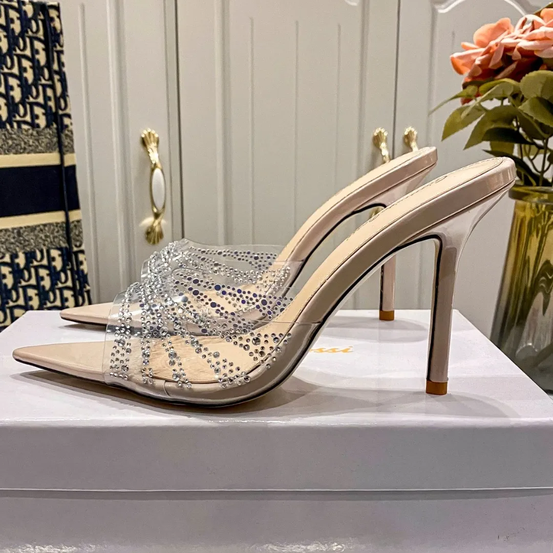 『34-40』ポイントトゥ メッシュ ダイヤモンド付き クール クラシック 使いやすい ハイヒール
