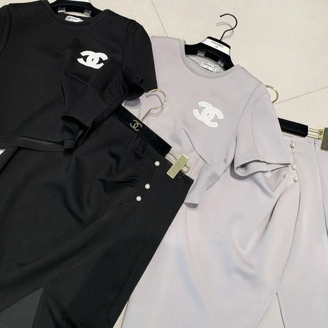 『S-L』着心地良く 着痩せ おしゃれでデザイン性のある 半袖 スカート セットアップ