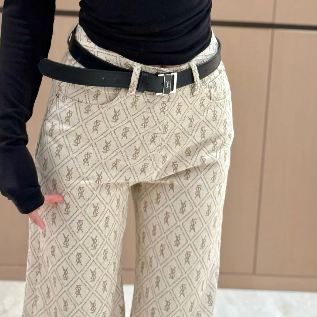 『S-L』ヒット商品 ベルト付き 快適 魅力的 通気性 スムーズ ジャカードデニムパンツ
