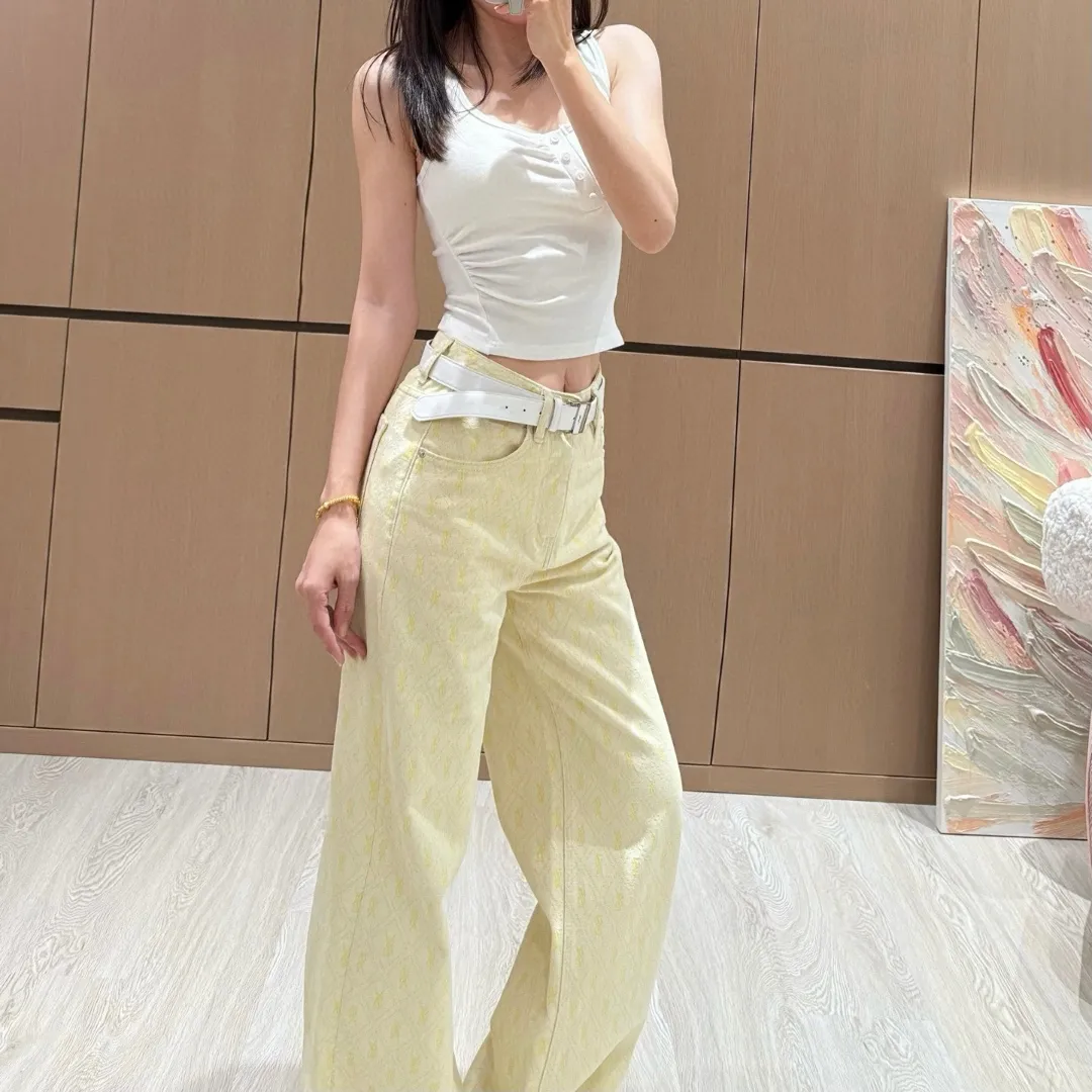 『S-L』ヒット商品 ベルト付き 快適 魅力的 通気性 スムーズ ジャカードデニムパンツ