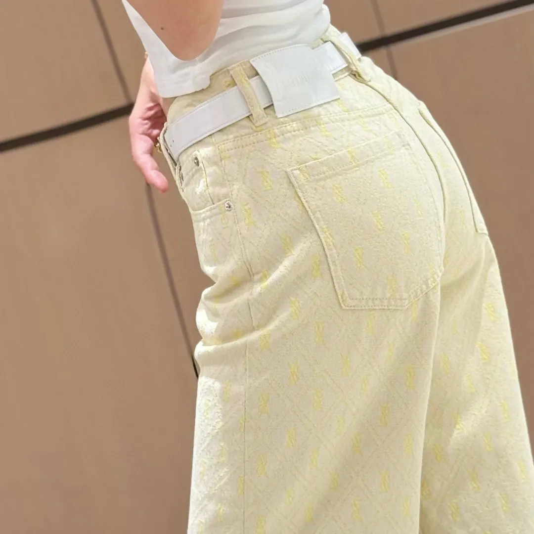 『S-L』ヒット商品 ベルト付き 快適 魅力的 通気性 スムーズ ジャカードデニムパンツ