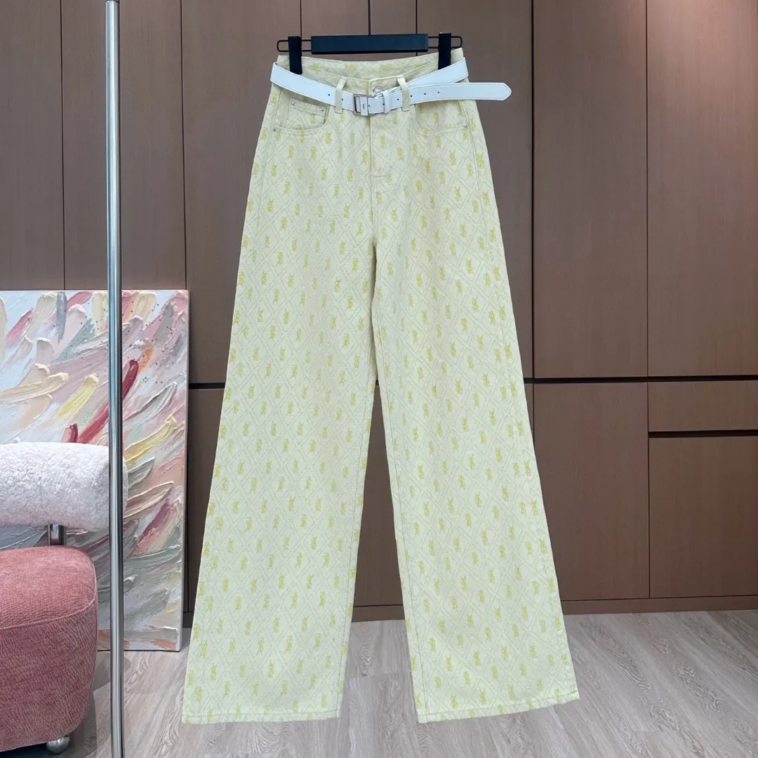 『S-L』ヒット商品 ベルト付き 快適 魅力的 通気性 スムーズ ジャカードデニムパンツ