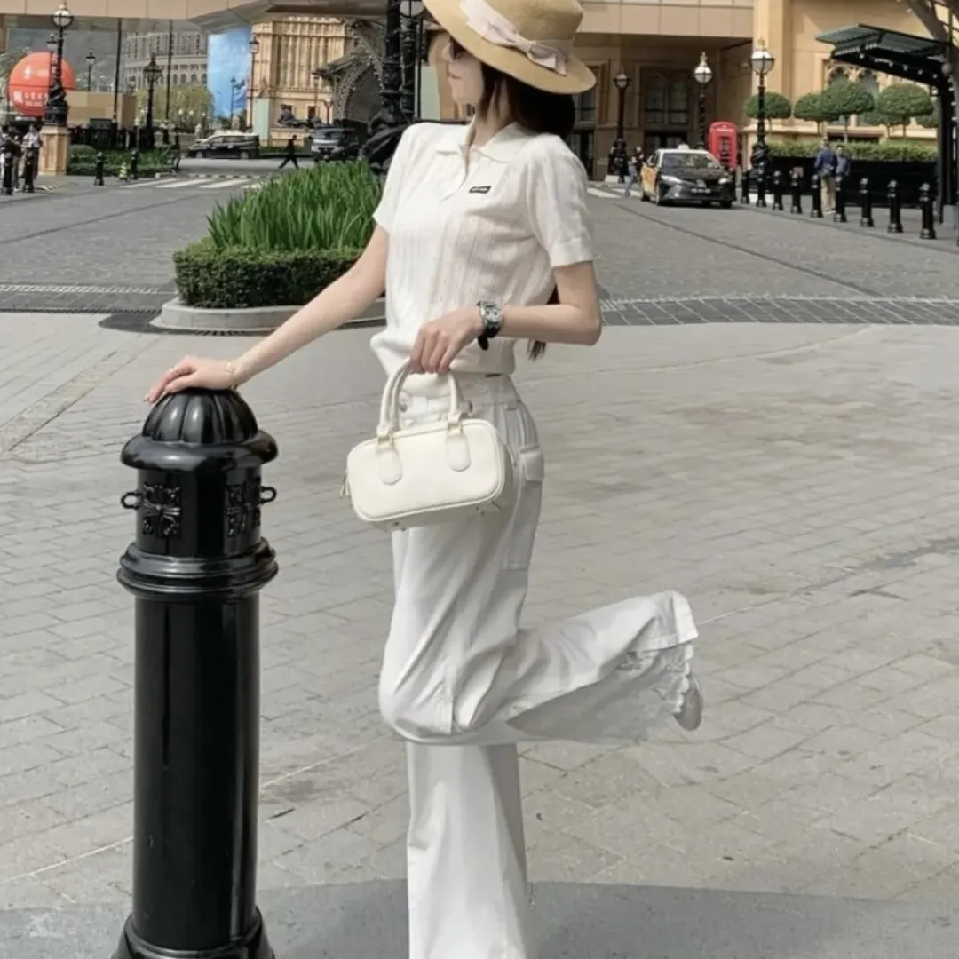 『フリーサイズ』お嬢様感 クラシックなケーブル編み模様 涼感爽快 プリンセス風レースポロシャツ