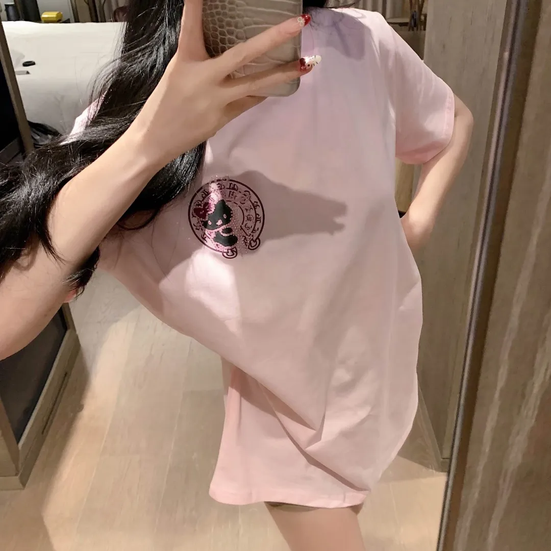 『S-L』かわいい 甘クール ねこ クロス ホットフィックス Tシャツ