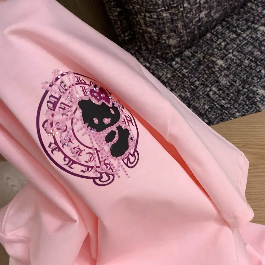 『S-L』かわいい 甘クール ねこ クロス ホットフィックス Tシャツ