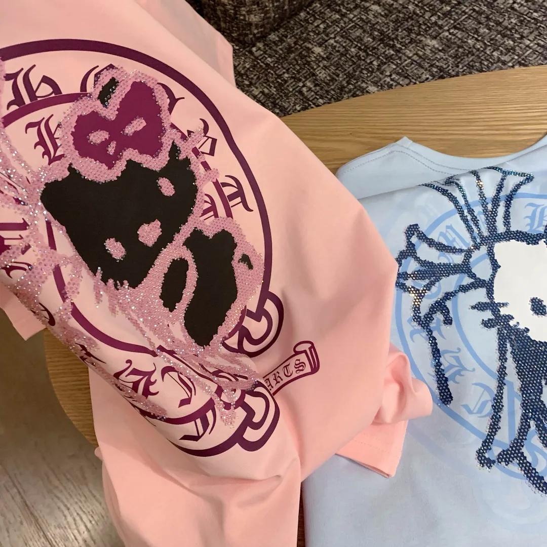 『S-L』かわいい 甘クール ねこ クロス ホットフィックス Tシャツ