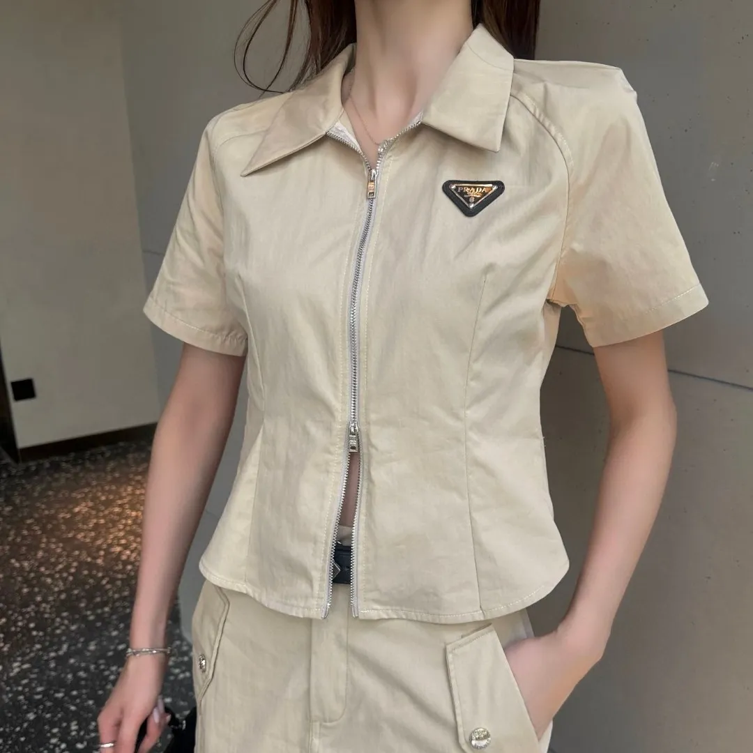 『S-L』ワークウェア クラシック 三角バッジ デコレーション 新作 ラペル トップス スカート セットアップ