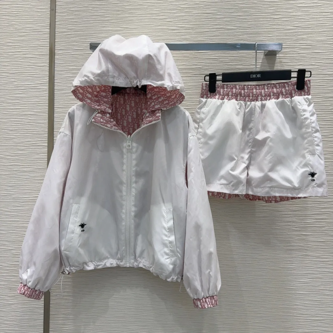 『S-L』リバーシブル クラシック シェイプアップ クール フード付き ジャケット ショーツ セットアップ