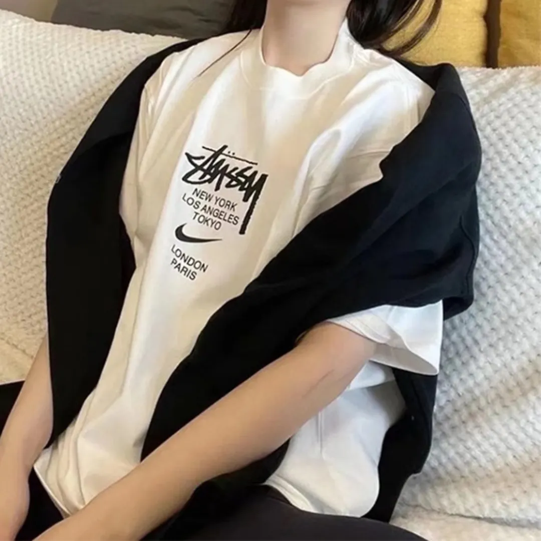 『S-4XL』オシャレ度UP 季節を先取り 特別コラボモデル ゆったりシルエット モノトーン Ｔシャツ