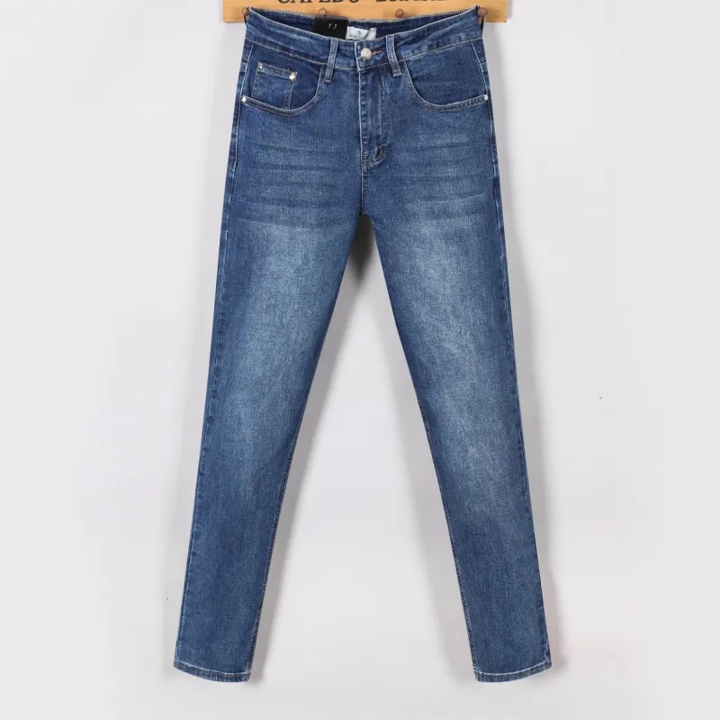 『S-2XL』 春夏用 高級ヴィンテージウォッシュ加工 カジュアルスリムストレートデニムパンツ